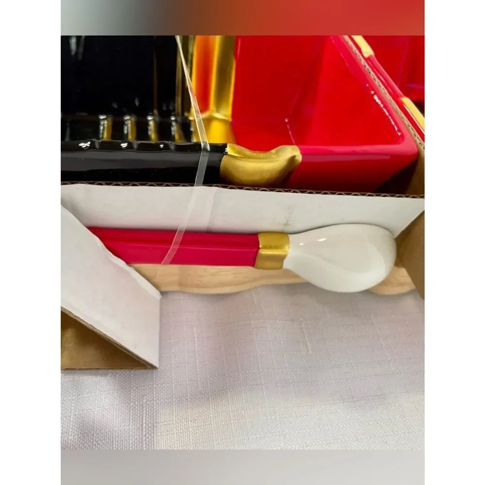 Red and Black Nutcracker 3 Bowls with Serving Spoons